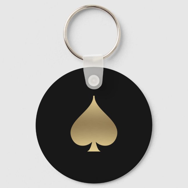 Gold Spade Symbol Key Ring (Front)