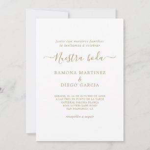 Gold Spanish Nuestra Boda Invitation