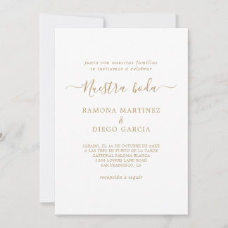Gold Spanish Nuestra Boda Invitation