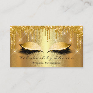 Gold Spark Makeup Artist Lashes Extension Business Card