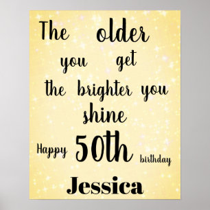 Gold sparkle 50th Birthday Name Poster