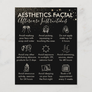 Gold Sparkle Aesthetics Facial Aftercare Budget Flyer