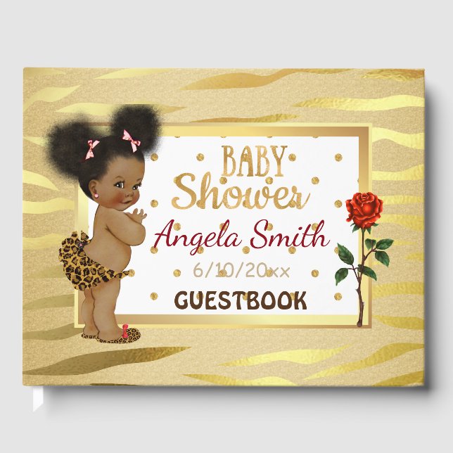 Gold Sparkle Baby Shower Guestbook (Front)