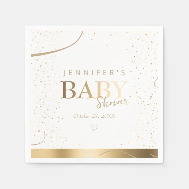 Gold Sparkle Baby Shower Napkins (Front)
