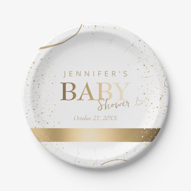 Gold Sparkle Baby Shower Paper Plate (Front)