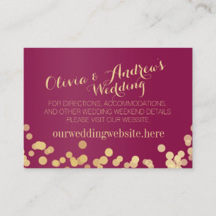 Gold Sparkle Berry Wine Wedding Information Insert