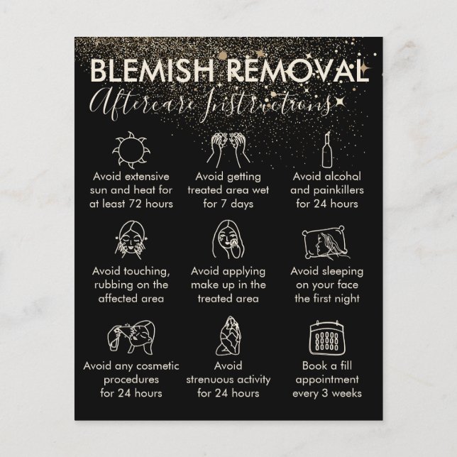 Gold Sparkle Blemish Removal aftercare Budget Flyer (Back)