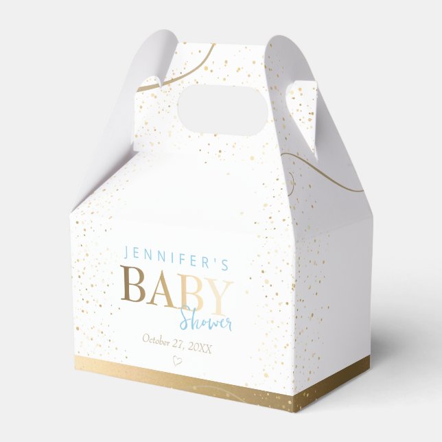 Gold Sparkle Boy Baby Shower Favour Box (Front Side)