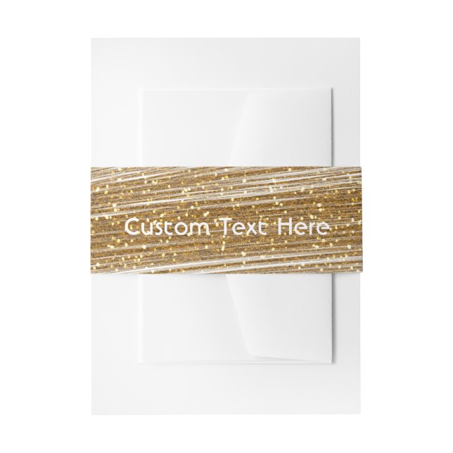 Gold Sparkle Brushed Faux Glitter & White Glam Invitation Belly Band (Front Example)