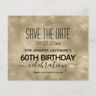 Gold Sparkle Budget 60th Birthday Save the Date  Flyer