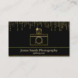 Gold Sparkle Camera Photographer Business Card