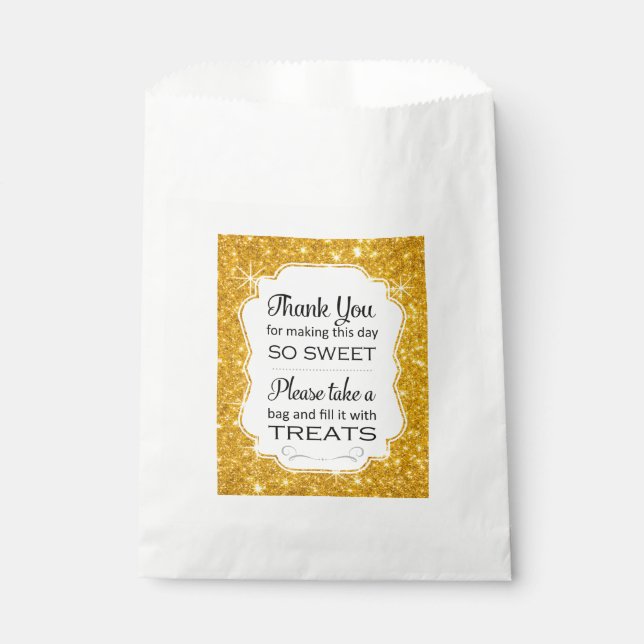 Gold Sparkle Candy Bar Wedding Favour Bag (Front)