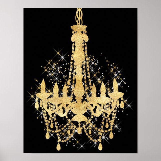 Gold Sparkle Chandelier Poster (Front)
