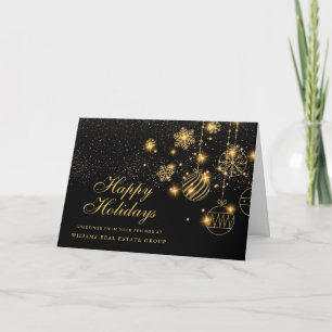 Gold Sparkle Christmas Balls Corporate Greeting Holiday Card