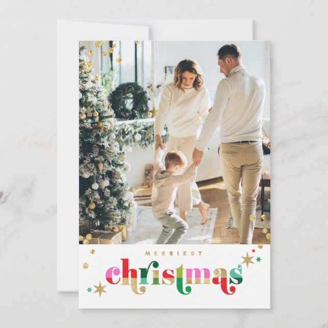 Gold Sparkle Christmas Family Card (Front)
