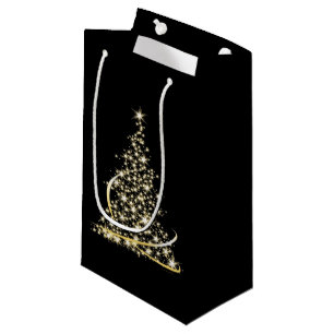 Gold Sparkle Christmas Tree Holiday Xmas Bag