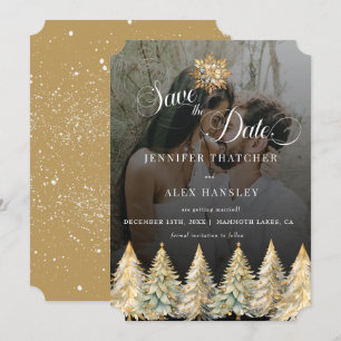 Gold Sparkle Christmas Wedding Save the Date Invitation