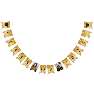 Gold Sparkle Class of 2024 Photo Graduation Party Bunting