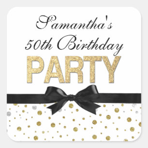 Gold Sparkle Confetti 50th Birthday Party Square Sticker