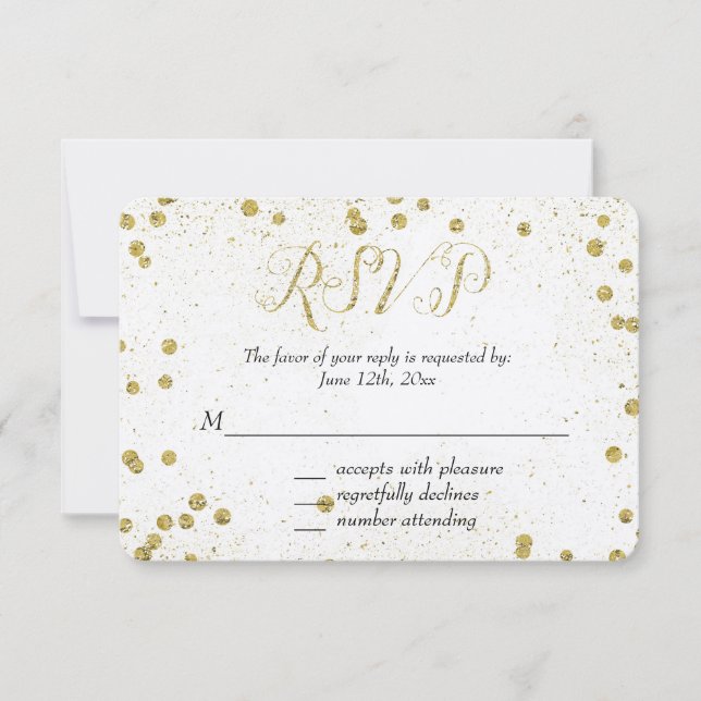 Gold Sparkle Confetti Dots RSVP (Front)