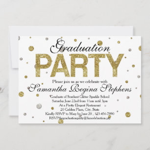 Gold Sparkle Confetti Graduation Party Invitation