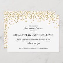 Gold Sparkle Confetti Rehearsal Dinner Invitation