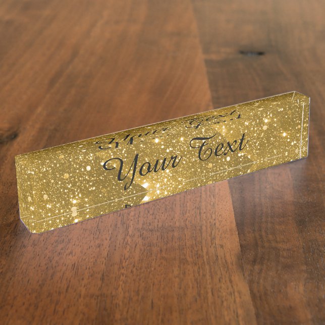Gold Sparkle Desk Nameplate (Side)