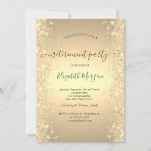 Gold Sparkle Diamonds Gold Retirement Party Invitation