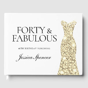 Gold Sparkle Dress 40th Birthday Party Guest Book