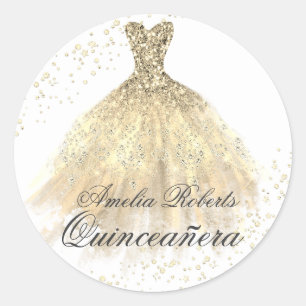 Gold Sparkle Dress Quinceanera Sticker