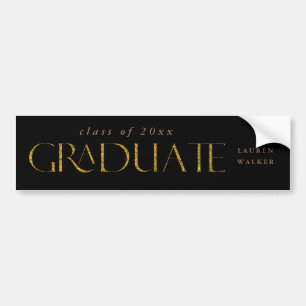 gold sparkle elegant script graduate bumper sticker