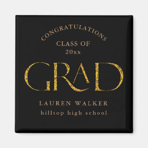 gold sparkle elegant script graduate magnet