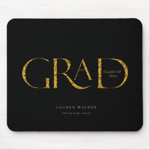 gold sparkle elegant script graduate mouse mat