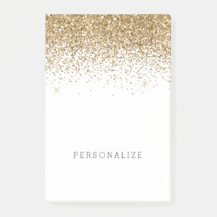 Gold Sparkle Faux Glitter Post-it Notes