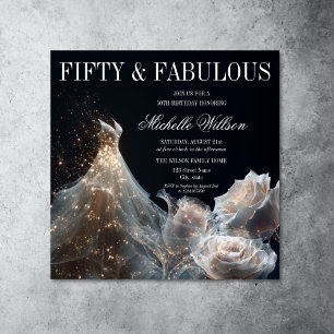 Gold Sparkle Fifty and Fabulous Gown Dress Save The Date