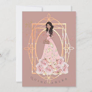 Gold Sparkle Formal Beauty Quinceañera Invitation