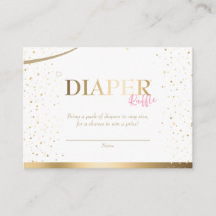 Gold Sparkle Girl Baby Shower Diaper Raffle Enclosure Card