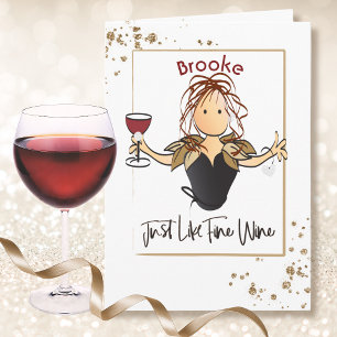 Gold Sparkle Glamorous Wine Birthday Card for Her