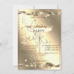 Gold Sparkle,Glass,Corporate Christmas Party Invitation
