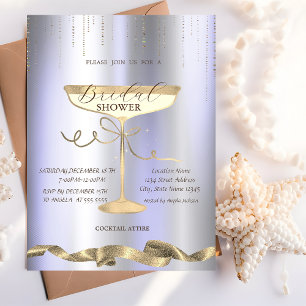 Gold Sparkle,Glass,Purple Bridal Shower Invitation