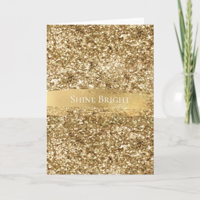 Gold Sparkle Glitter Christmas Card (Front)