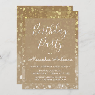 Gold Sparkle Glitter Lights Any Age Birthday Invitation