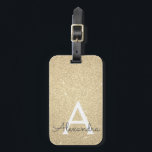 Gold Sparkle Glitter Monogram Name Luggage Tag<br><div class="desc">Gold Sparkle Glitter Monogram Name and Initial Luggage Tag. This bag tag is perfect for Back to School,  Work,  or Travelling.</div>