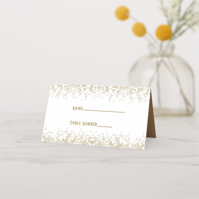 Gold Sparkle Glitter Place Card (Front)