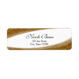Gold Sparkle Glitter & White Custom Address Labels