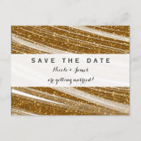 Gold Sparkle Glitter White Save The Date Postcard