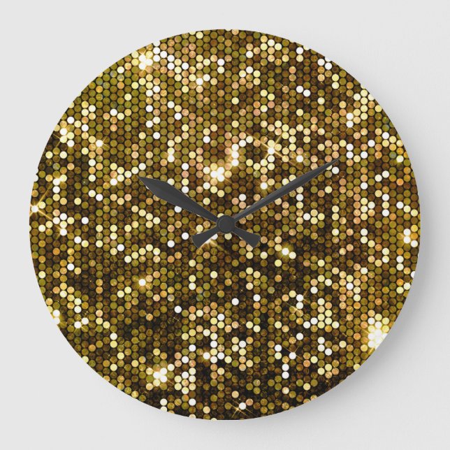 Gold sparkle: glittering background. large clock (Front)
