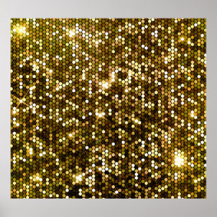 Gold sparkle: glittering background. poster