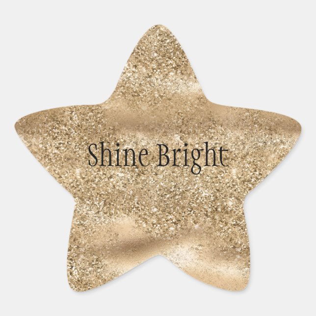 Gold Sparkle Glitz Glitter Star Sticker (Front)