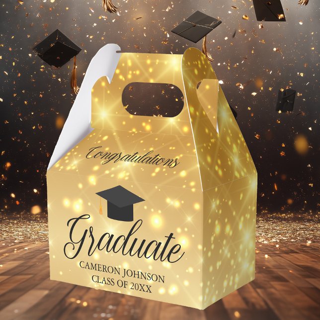 Gold Sparkle Graduate Chic Graduation Party Favour Box (Creator Uploaded)